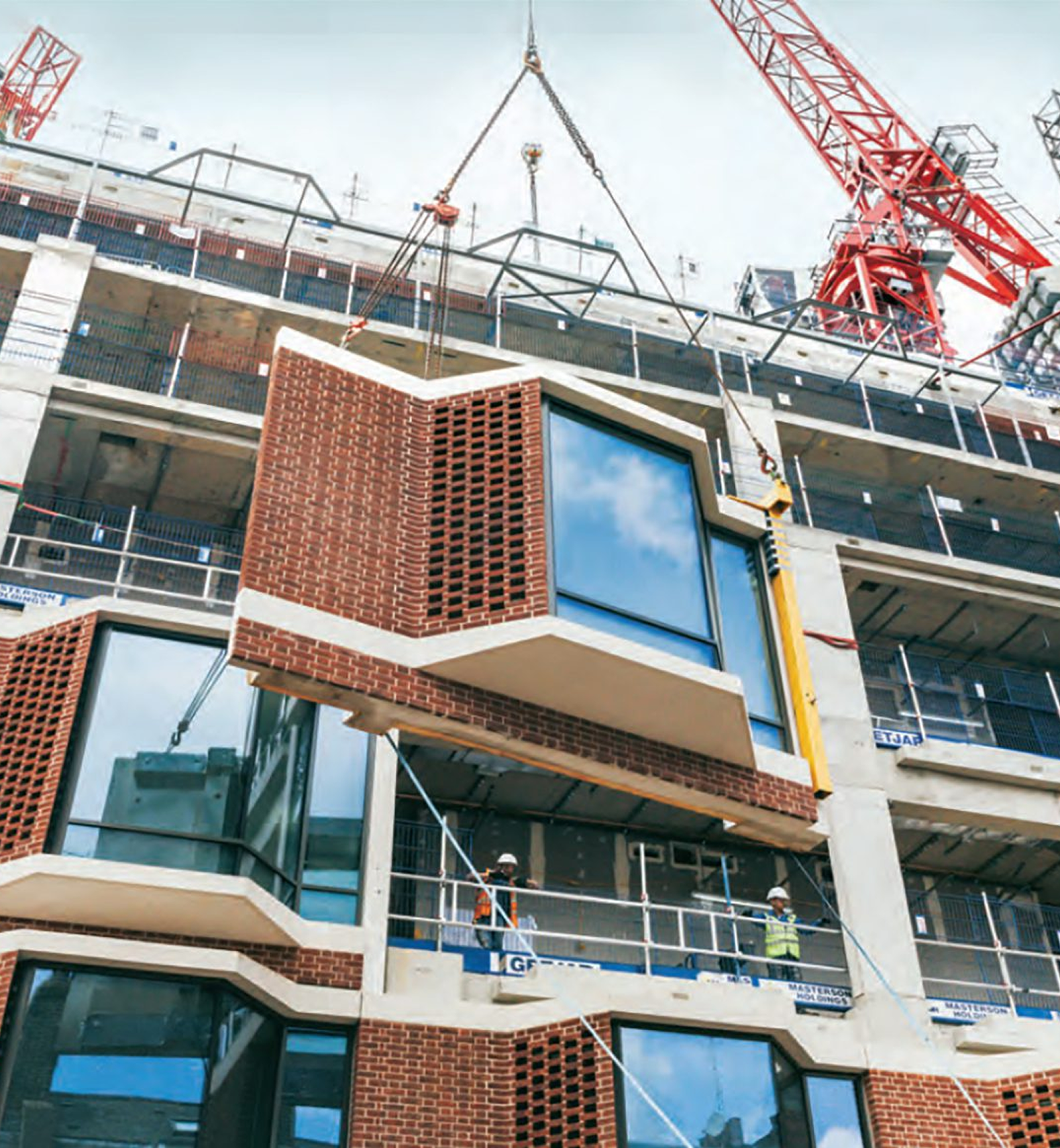 Crane lifting modular building section